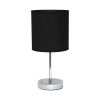 12" Silver Metal Table Lamp LED With Black Drum Shade