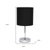 12" Silver Metal Table Lamp LED With Black Drum Shade