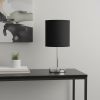 12" Silver Metal Table Lamp LED With Black Drum Shade