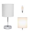 12" White Metal Table Lamp LED With White Drum Shade