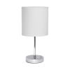 12" White Metal Table Lamp LED With White Drum Shade