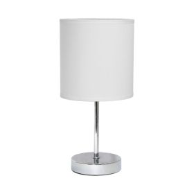 12" White Metal Table Lamp LED With White Drum Shade