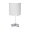 12" White Metal Table Lamp LED With White Drum Shade