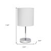 12" White Metal Table Lamp LED With White Drum Shade