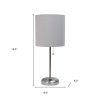 Set of Two 20" Silver Metal Table Lamp With Gray Drum Shade