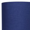 Set of Two 20" Silver Metal Table Lamp With Navy Blue Drum Shade