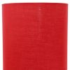 Set of Two 20" Silver Metal Table Lamp With Red Drum Shade