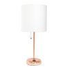 Set of Two 20" Rose Gold Metal Table Lamp With White Drum Shade