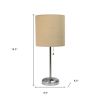 Set of Two 20" Silver Metal Table Lamp With Tan Drum Shade
