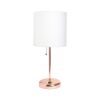20" Rose Gold Metal USB Table Lamp LED With White Drum Shade