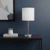 20" Silver Metal USB Table Lamp LED With White Drum Shade