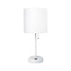 20" White Metal USB Table Lamp LED With White Drum Shade
