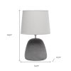 17" Dark Gray Concrete Round Table Lamp With Light Gray Drum Shade