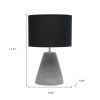 14" Gray Concrete Novelty Table Lamp With Black Drum Shade