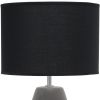 14" Gray Concrete Novelty Table Lamp With Black Drum Shade