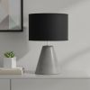 14" Gray Concrete Novelty Table Lamp With Black Drum Shade