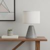14" Gray Concrete Novelty Table Lamp With Gray Drum Shade