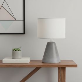 14" Gray Concrete Novelty Table Lamp With Gray Drum Shade