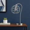 20" Silver Metal Novelty Table Lamp With Silver Globe Shade