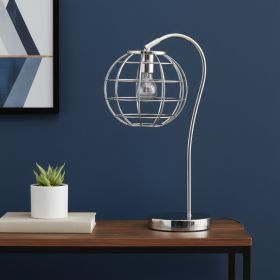 20" Silver Metal Novelty Table Lamp With Silver Globe Shade