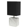 12" White And Black Ceramic Square Table Lamp With Black Shade