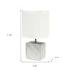 12" White And Black Ceramic Square Table Lamp With White Shade