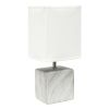 12" White And Black Ceramic Square Table Lamp With White Shade