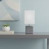 12" Gray Ceramic Square Table Lamp With White Shade