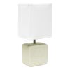 12" Off White Ceramic Square Table Lamp With White Shade