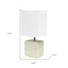 12" Off White Ceramic Square Table Lamp With White Shade