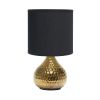 9" Gold Porcelain Round Table Lamp With Black Drum Shade