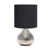 9" Silver Metal Round Table Lamp With Black Drum Shade