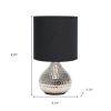 9" Silver Metal Round Table Lamp With Black Drum Shade