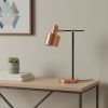 22" Rose Gold And Black Metal Table Lamp With Rose Gold Globe Shade