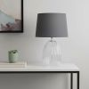 18" Clear Glass Novelty Table Lamp With Gray Drum Shade
