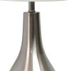 20" Nickel Metal Round Table Lamp With White Drum Shade