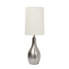 20" Nickel Metal Round Table Lamp With White Drum Shade