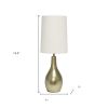 20" Gold Metal Novelty Table Lamp With White Drum Shade