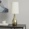 20" Gold Metal Novelty Table Lamp With White Drum Shade