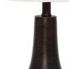 20" Bronze Metal Novelty Table Lamp With White Drum Shade