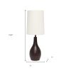20" Bronze Metal Novelty Table Lamp With White Drum Shade
