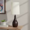 20" Bronze Metal Novelty Table Lamp With White Drum Shade