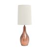 20" Rose Gold Metal Novelty Table Lamp With White Drum Shade