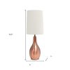 20" Rose Gold Metal Novelty Table Lamp With White Drum Shade
