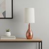 20" Rose Gold Metal Novelty Table Lamp With White Drum Shade