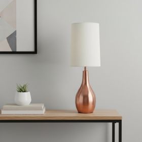 20" Rose Gold Metal Novelty Table Lamp With White Drum Shade
