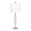 27" Blue And Silver Metal Novelty Table Lamp With White Drum Shade