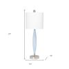 27" Blue And Silver Metal Novelty Table Lamp With White Drum Shade
