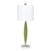 27" Green Metal Table Lamp With White Drum Shade