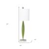 27" Green Metal Table Lamp With White Drum Shade